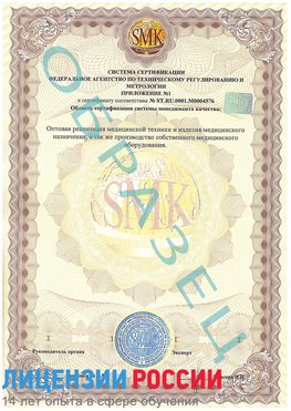 Образец сертификата соответствия (приложение) Гулькевичи Сертификат ISO 13485